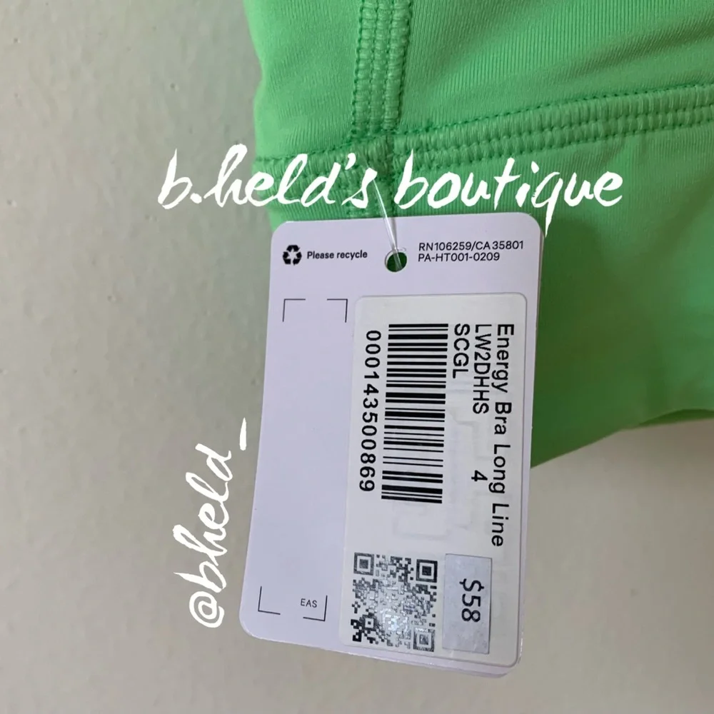 lululemon Energy Bra Long Line in Scream Green Light Size 4 Rare New NWT - Picture 6 of 16